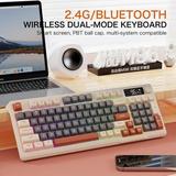 ZIYOULANG M96 Dual Mode Wireless Gaming Keyboard with 2.4G & BT5.0 90% Membrane Semi-mechanical Keyboard with Smart Display & Knob-Coffee