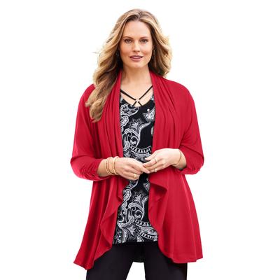 Plus Size Women's AnyWear Cascade Jacket by Catherines in Classic Red (Size 3X)