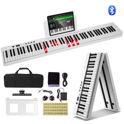 Folding Keyboard Piano, Bluetooth & MIDI, Portable Electronic Digital Foldable Piano Rechargeable for Beginners Teens Adults