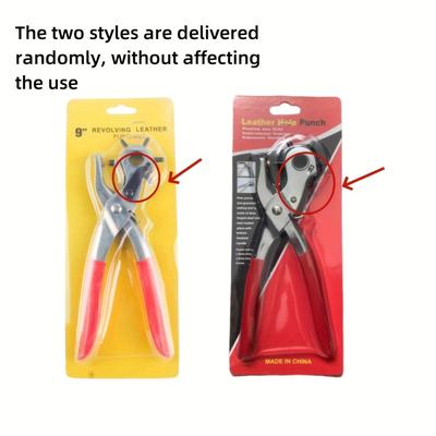 TEMU Carbon Steel Leather Hole Punch Plier With Revolving Head, Multi-size Puncher For Belts, Straps, Eyelets - 1 Piece Rotary Punch Tool With Comfort Grip Handle