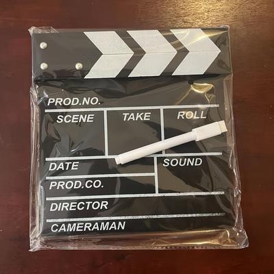 TEMU Creative Wooden For Directors - Movie Style With Black & , Includes Erasable White Marker - Ideal For Film & Tv Props, Film Lover Gifts Image