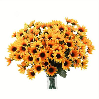 TEMU 6 Bundles Artificial Sunflower Simulation Sunflower Decoration, Non-fading Fake Flowers Lifelike Indoor And Outdoor Wedding Decoration, Orange Sunflower Office Decoration Garden