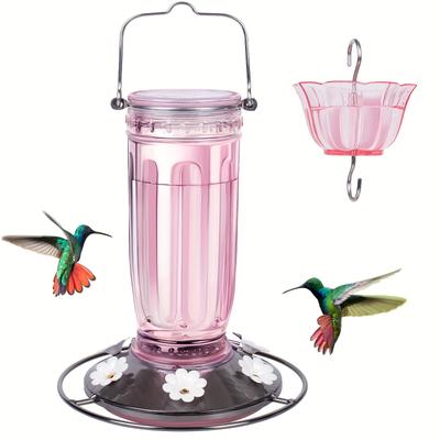 TEMU Kingsyard Glass Hummingbird Feeder For Outdoors Wild Bird Feeder With 6 Feeding Ports Hanging For Garden Yard (ant Moat Included)