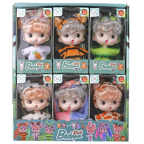 4 Zoll Mini Babypuppen 6 Stück Set Realistische Babypuppen Spielzeuge mit Süßen Handgemachten Puppenkleidern für Geeignetheit Kinder 3 und älter Weihnachtsgeschenk