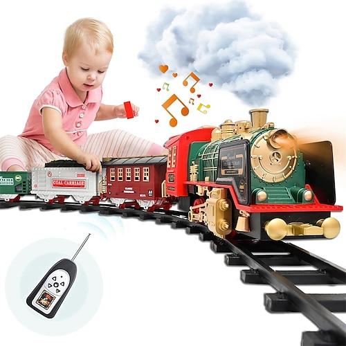 Weihnachtseisenbahn-Set - Akku und Fernbedienung - Rund um den Weihnachtsbaum mit Wasserdampfmusikamp;Lichter - elektrische Eisenbahn als Spielzeug-Geschenk für Kinder im Alter von 3, 4, 5, 6, 7, 8