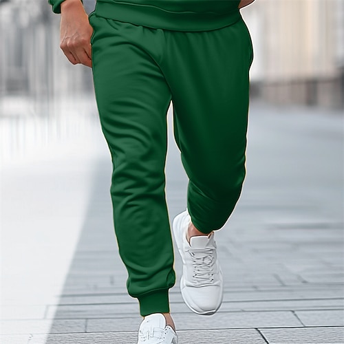 Herren Jogginghose Jogginghose Jogger Fleecehose Hose Winterhose Kordelzug Elastischer Bund Einfarbig Komfort Weich Volle Länge Heim Sport im Freien Täglich Mode Streetwear Gelb Marineblau Image