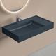 Doporro - Lavabo Suspendu avec Bonde Vasque à Poser Gris Noir Mat 80x46x12cm Lave Mains