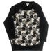 J. Crew Tops | J. Crew Women's Small Woven Panel Merino Wool 3/4 Sleeve Floral Crewneck Blouse | Color: Black/White | Size: Xxs