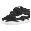 Sneaker VANS "Ward Mid V", Gr. 24, schwarz-weiß (schwarz, weiß), Textil, Leder, unifarben mit Farbeinsatz, sportlich, Schuhe Klettschuh Sneaker low, für Kinder mit Klettverschluss