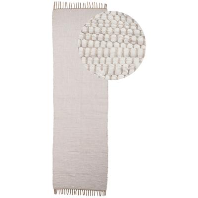 Teppich CARPETFINE "Kelim Chindi uni, auch als Läufer", weiß, B:70cm H:5mm L:240cm, Baumwolle, Teppiche, Wendeteppich, reine Baumwolle, handgewebt, Uni-Farben, mit Fransen Image