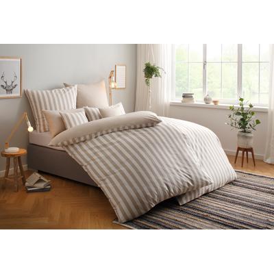 Wendebettwäsche ANDAS "Greta", beige, B/L: 135cm x 200cm, , Mako-Satin, B/L: 80cm x 80cm, Mako-Satin, Obermaterial: 100% Baumwolle, Bettwäsche, Bettwäsche mit Streifen in verschiedenen Qualitäten, ab 135x200 cm Image