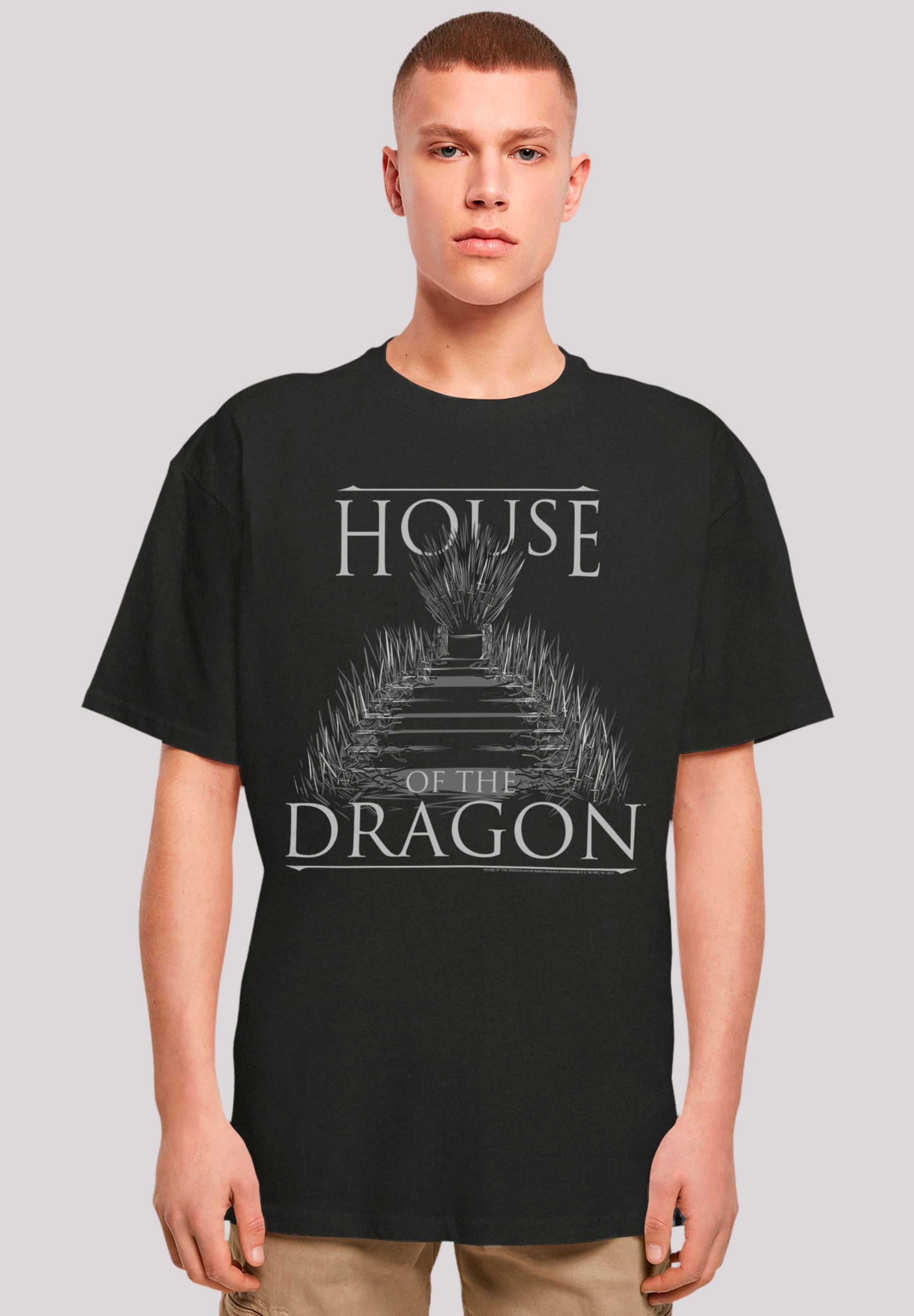 T-Shirt F4NT4STIC "House Of The Dragon Throne", Herren, Gr. L, schwarz, Obermaterial: 100% Baumwolle, oversize, Rundhals, ohne Bündchen, Shirts, Premium Qualität Image