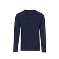 Longsleeve TRIGEMA "TRIGEMA Langarmshirt mit Knopfleiste", Herren, Gr. L, blau (navy), 100% Baumwolle, casual, Langarm, Shirts