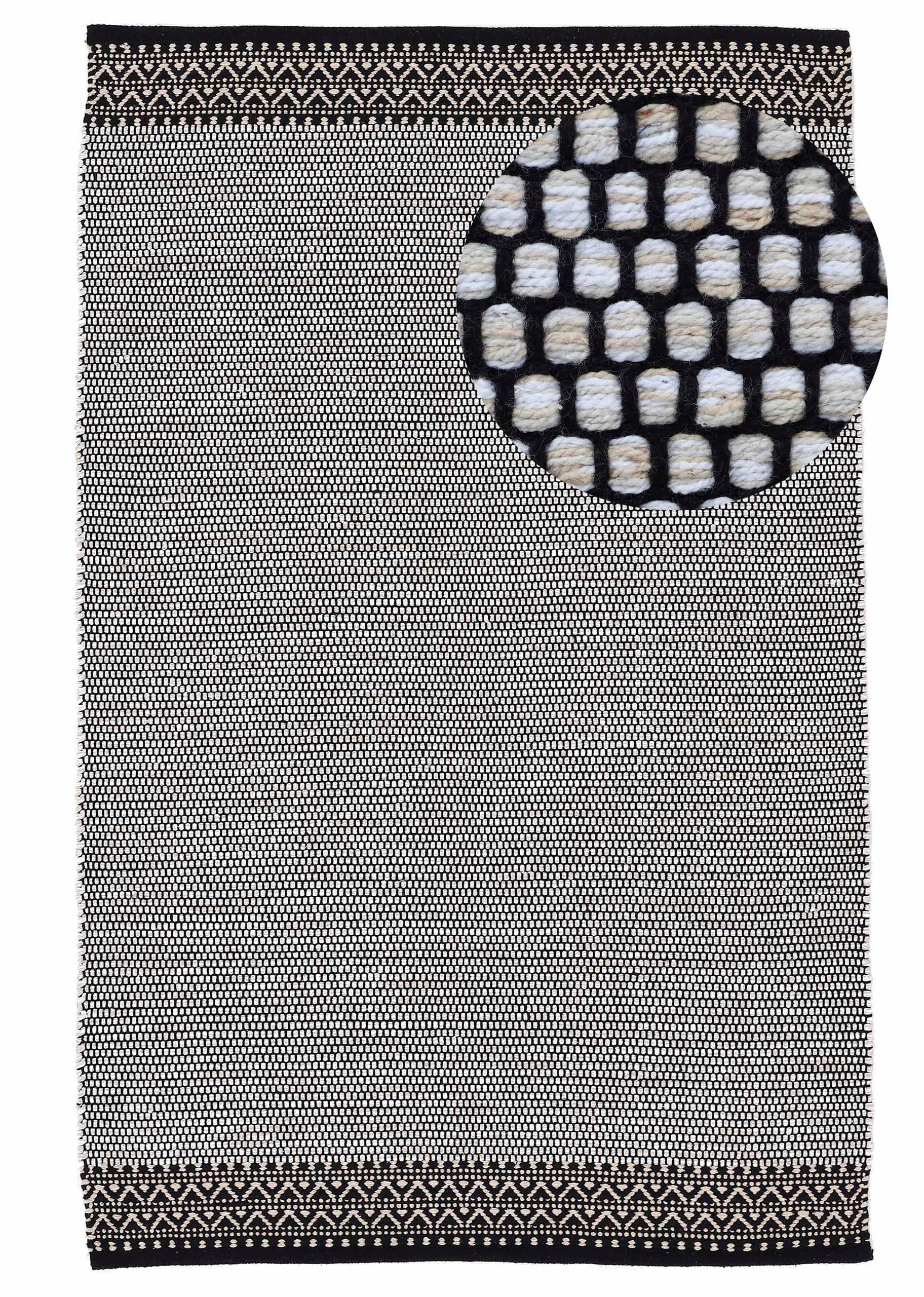 Teppich CARPETFINE "Kelim Mia, auch als Läufer erhältlich", beige, B:120cm H:6mm L:170cm, Baumwolle, Teppiche, handgewebt, Baumwolle, Wendeteppich, Fleckerl, Bordüre, Wohnzimmer Image