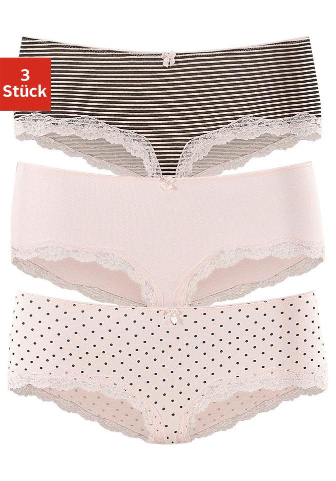 Panty LASCANA, Damen, Gr. 44/46, rosa (rosa, uni, gepunktet, gestreift), Jersey, Obermaterial: 95% Baumwolle, 5% Elasthan. Spitze: 87% Polyamid, 13% Elasthan, gepunktet, gestreift, unifarben, körpernah, Unterhosen, aus elastischer Baumwolle mit... Image