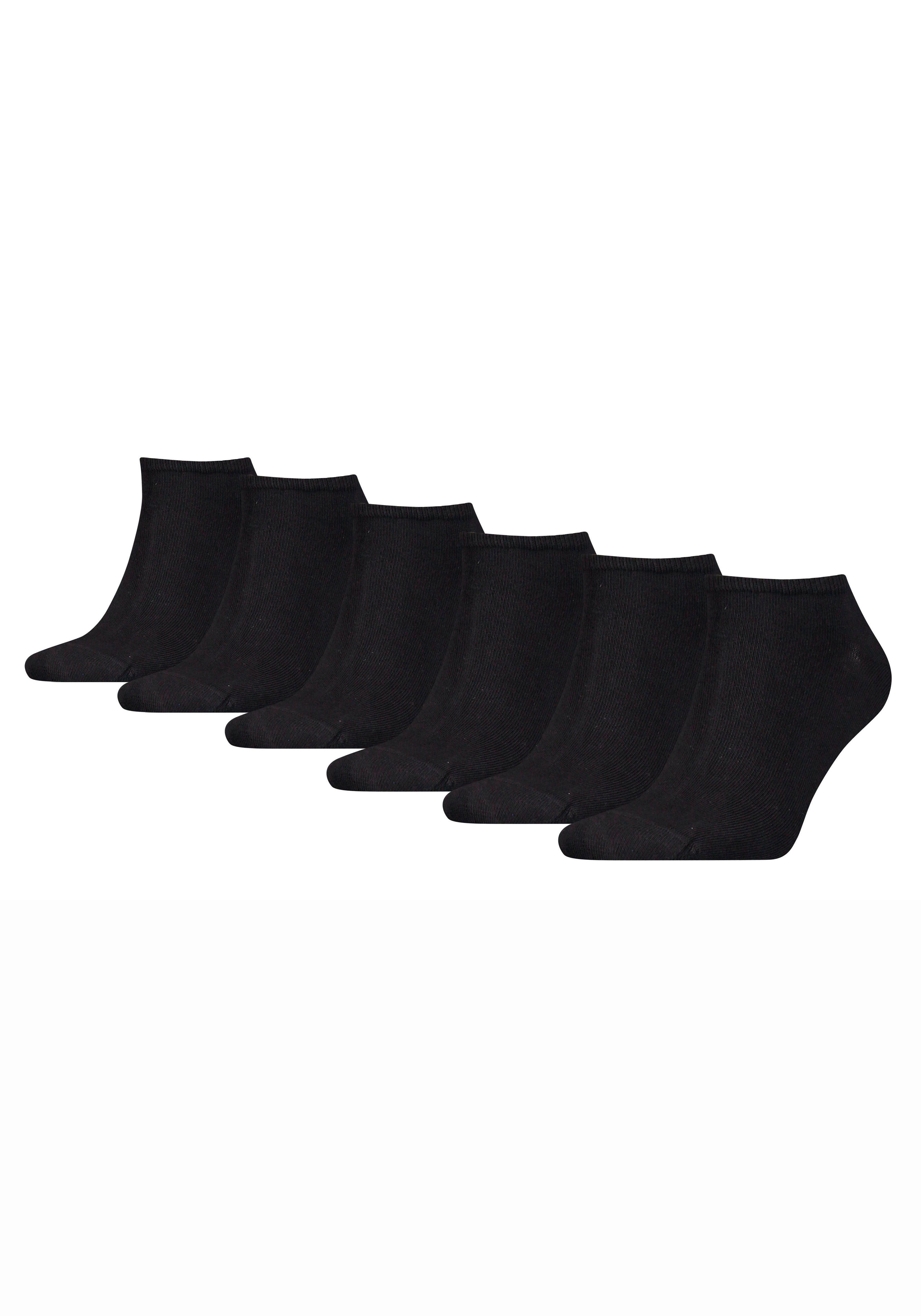 Sneakersocken TOMMY HILFIGER "TH MEN SNEAKER 6P ECOM", Herren, Gr. 47-49, schwarz, Baumwollmischung, unifarben, elastisch, Socken Sneakersocken, mit gekämmter Baumwolle