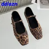 Große Größe 43 Schuhe Leoparden muster Frauen Mary Janes Schuhe weibliche Designer flache Mode Schnalle Riemen Damen flach mit Schuhen