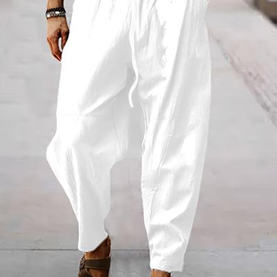 TEMU Men' Color Tapered Harem Pants With Drawstring Waist And Pockets For Spring, Summer & Fall