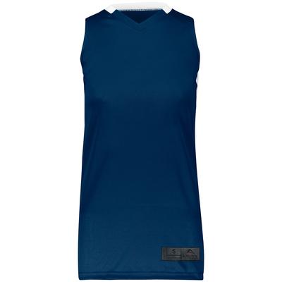 Augusta Sportswear 1732 Athletic Women's Step-Back Basketball Jersey T-Shirt in Navy Blue/White size XS | Polyester