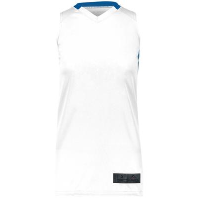 Augusta Sportswear 1732 Athletic Women's Step-Back Basketball Jersey T-Shirt in White/Royal size Large | Polyester