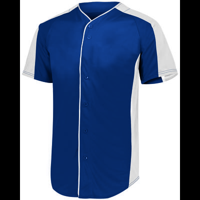 Augusta Sportswear 1655 Athletic Full-Button Baseball Jersey T-Shirt in Navy Blue/White size 3XL | Polyester