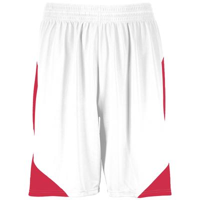 Augusta Sportswear 1733 Step-Back Basketball Shorts in White/Red size 2XL | Polyester