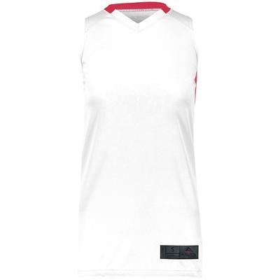 Augusta Sportswear 1732 Athletic Women's Step-Back Basketball Jersey T-Shirt in White/Red size 2XL | Polyester