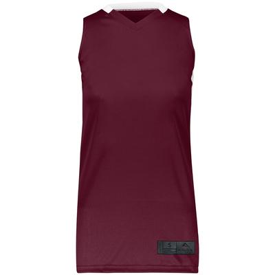 Augusta Sportswear 1732 Athletic Women's Step-Back Basketball Jersey T-Shirt in Maroon/White size XL | Polyester