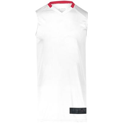 Augusta Sportswear 1730 Athletic Step-Back Basketball Jersey T-Shirt in White/Red size Medium | Polyester