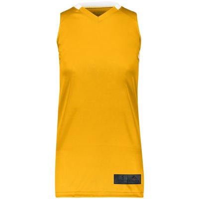 Augusta Sportswear 1732 Athletic Women's Step-Back Basketball Jersey T-Shirt in Gold/White size Medium | Polyester