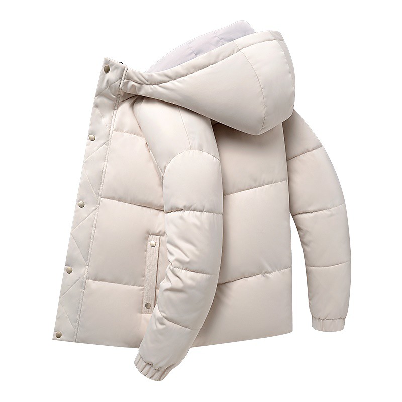 Men's Winter Coat Puffer Jacket Padded Hoodied Jacket Hooded Fall Winter Solid / Plain Color Leisure Hooded Short Apricot Black Yellow Sky Blue Gray Jacket