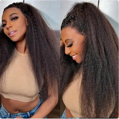 Human Hair 13x6 Lace Front Wig Free Part Brazilian Hair Yaki Straight Black Natural Wig 130% 150% 180% Density with Baby Hair 100% Virgin Glueless Pre-Plucked For wigs for black women Long Medium