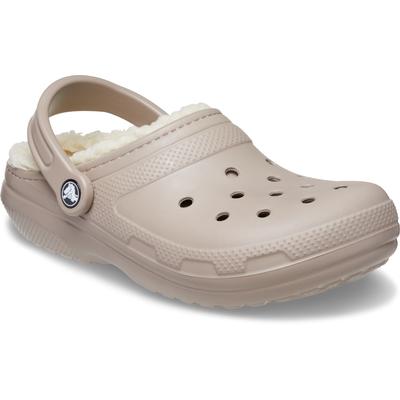 Clog CROCS "Classic Lined", Damen, Gr. 43, beige (mushroom), Croslite, casual, Schuhe, Pantolette, Hausschuh, Winterschu