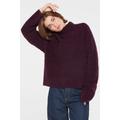 Rollkragenpullover SENSES.THE LABEL, Damen, Gr. XS/S, lila (deep plum), Material: 60% Polyacryl, 15% Polyamid, 10% Wolle, 10% Viskose, 5% Alpaka, unifarben, casual, loose fit normal, Rundhals, Langarm eingesetzt Rippbündchen, Pullover