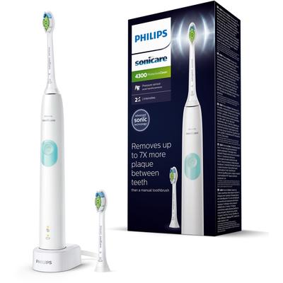 Elektrische Zahnbürste PHILIPS SONICARE "HX6807/51" Elektrozahnbürsten grün (weiß/hellmint) ProtectiveClean 4300 mit Schalltechnologie, inkl. Clean Putzprogramm