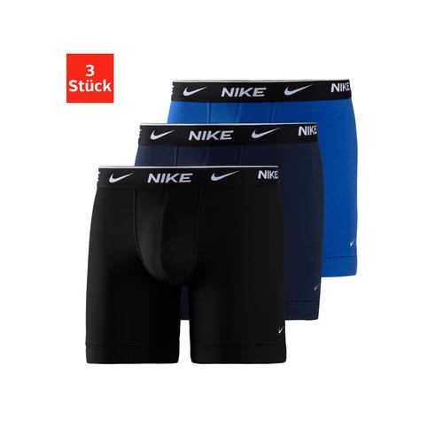 Boxer NIKE UNDERWEAR Gr. M (48), blau (blau, dunkelblau, schwarz) Herren Unterhosen mit besonders langem Bein und Nike Logobund