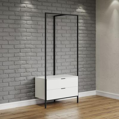 Garderobenschrank INOSIGN "Innsbruck", weiß (weiß und schwarz), B:85cm H:190cm T:45cm, Holzwerkstoff, Metall, Schränke, Garderobe mit Kleiderstange & 2 Schubladen - (B/T/H) 85/47/190 cm Image
