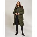 Steppmantel TOMMY JEANS CURVE "TJW ALASKA LONG PUFFER EXT", Damen, Gr. 4XL (48), grün (fatigue grün), Web, Obermaterial: 100% Polyester. Futter: 100% Polyester, unifarben, casual, Langarm, Mäntel, in Großen Größen