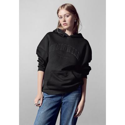 Kapuzenpullover STREET ONE STUDIO, Damen, Gr. 34, schwarz, Web, 60% Baumwolle, 40% Polyester, unifarben, casual, oversize normal, ohne Ausschnitt, Langarm Bündchen, Pullover, mit Kapuze Image