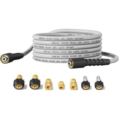 TEMU Giraffe Tools Pressure Washer Hose 25-100ft X 1/4", 3200 Psi Pressure Washing Hose, Kink Resistant, Heavy Duty Power Washer Hose, M22 To 3/8" Quick Connect Couplers For Replacement, 7 Accessories