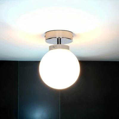 Deckenlampe Bad Chrom Weiß Kugelschirm Glas Metall Image