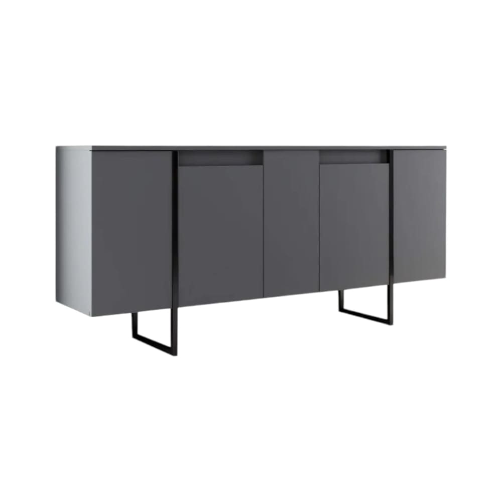 Buffet effet bois anthracite, noir 160x35h80 cm