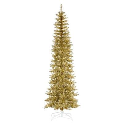 Vickerman 761991 - 6.5' x 28" Champagne Tinsel Pencil Tree Unlit Artificial Christmas Tree Christmas Tree (K246165)