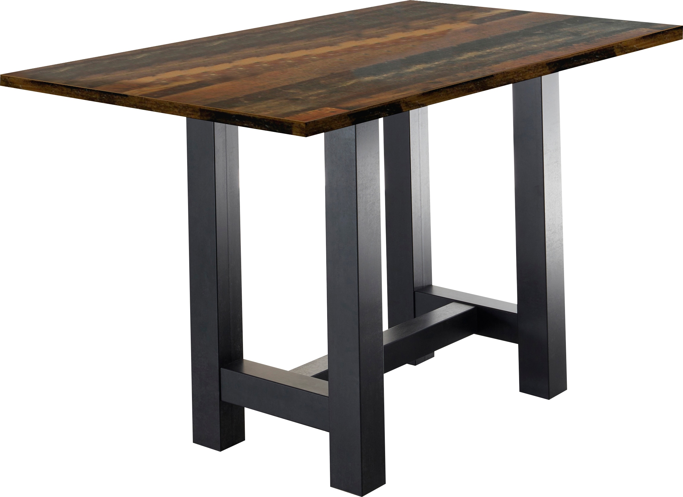 Bartisch MÄUSBACHER, schwarz (schwarzstahl, texas oak, schwarzstahl), B:160cm H:105cm T:70cm, Tische, Bartisch, Gestell in U-Form (Breite 120, 140 oder 160 cm)