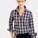 J. Crew Tops | J. Crew Shrunken Boy Shirt In Forest Plaid Bullton Down Collared Top | Color: Blue/Yellow | Size: 0