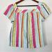 J. Crew Tops | J Crew Multicolor Top White Yellow Pink Blue Orange Black Size Medium | Color: Blue/White | Size: M