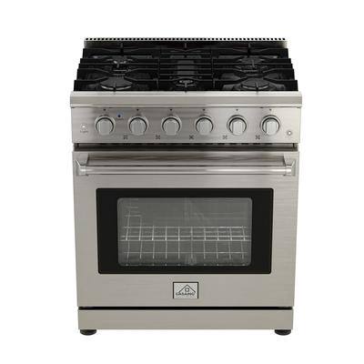 Front Control Freestanding Gas Range in Stainless Steel with Convection Fan and Continuous Cast Iron Grates, CSA Certified