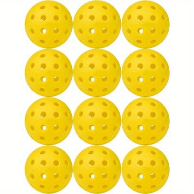 TEMU 4/12pcs Pickleball For Outdoor Training, 40 Holes Outdoor Pickleball With Great Durability, Bounce And Visibility