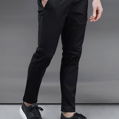 TEMU Men' Color Casual Pants With Slant Pockets - Casual Attire & , Machine Washable Polyester