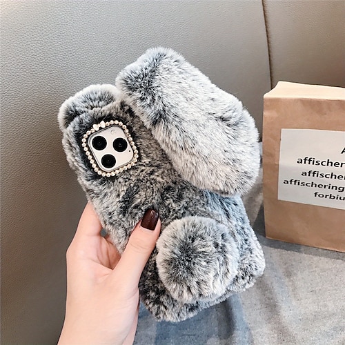 Handy Hülle Handyhüllen Für iPhone 16 15 14 Pro Max Plus 16e 13 12 11 Pro Max Mini Rückseite für Frauen Mädchen Warm Stoßfest Kaninchen Textil TPU Image